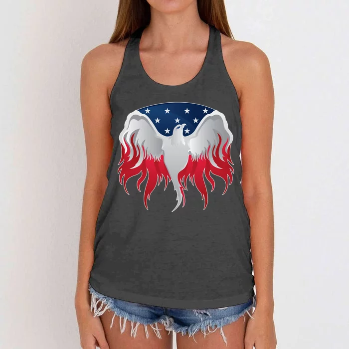 American Flag Eagle USA Illustration Women's Knotted Racerback Tank