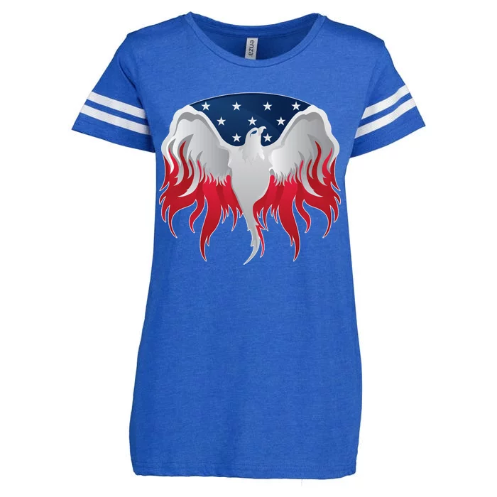 American Flag Eagle USA Illustration Enza Ladies Jersey Football T-Shirt