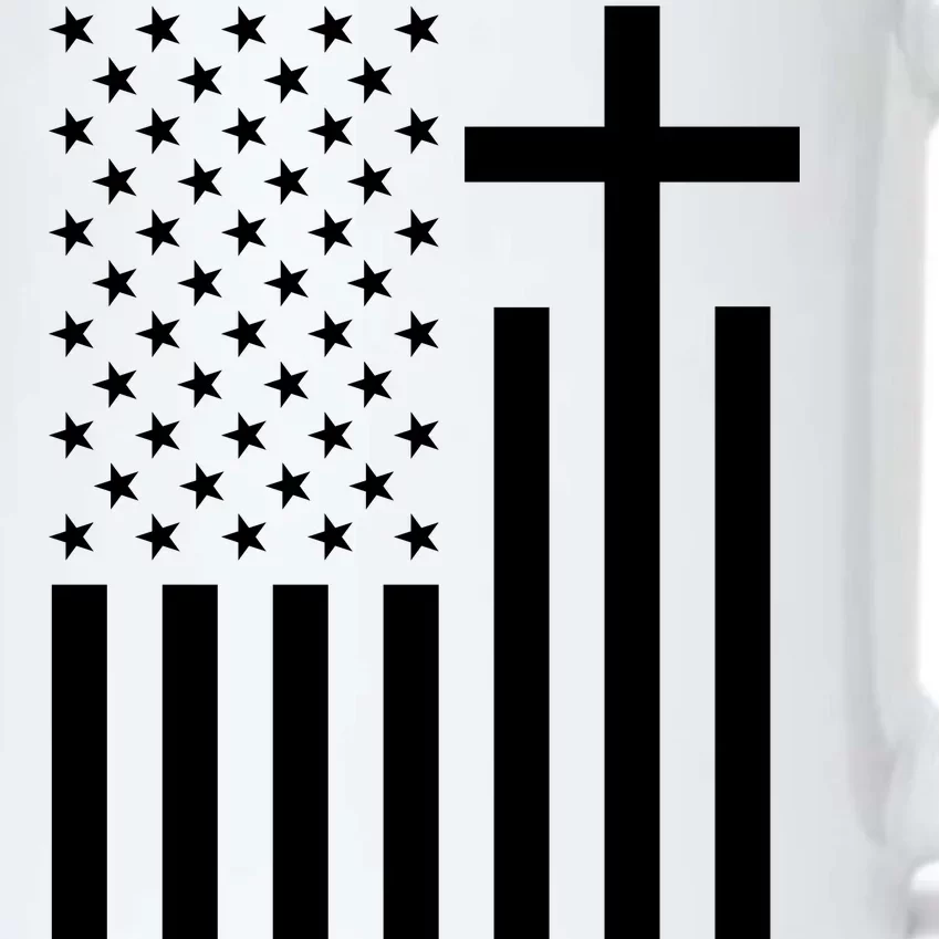 American Flag Faith Cross Black Color Changing Mug