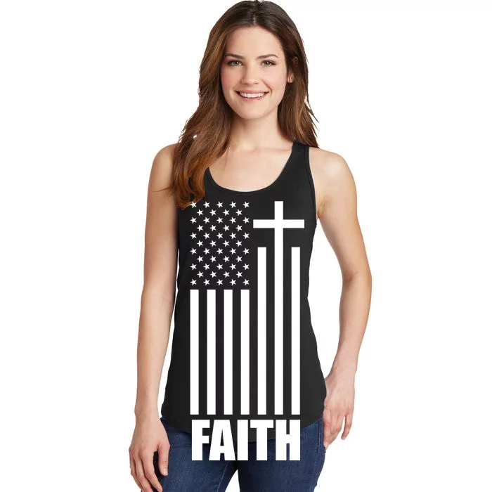 American Flag Faith Cross Ladies Essential Tank