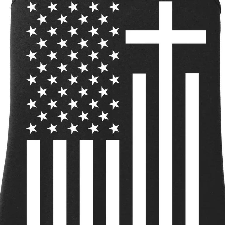 American Flag Faith Cross Ladies Essential Tank