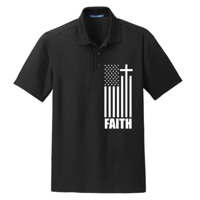 American Flag Faith Cross Dry Zone Grid Performance Polo