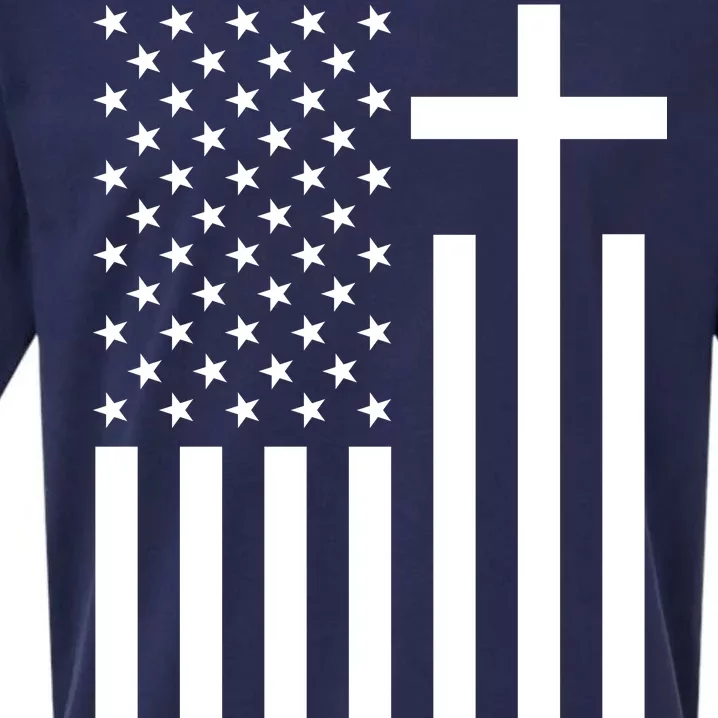 American Flag Faith Cross Sueded Cloud Jersey T-Shirt