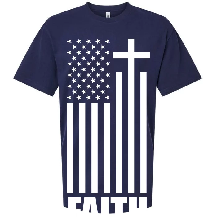 American Flag Faith Cross Sueded Cloud Jersey T-Shirt