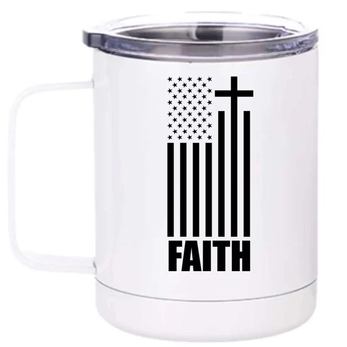 American Flag Faith Cross Front & Back 12oz Stainless Steel Tumbler Cup