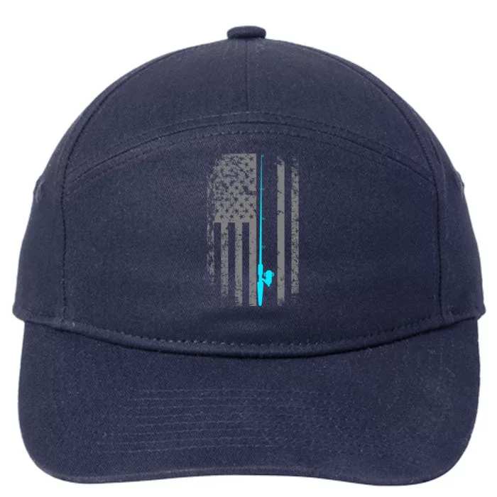 American Flag Fishing Pole 7-Panel Snapback Hat