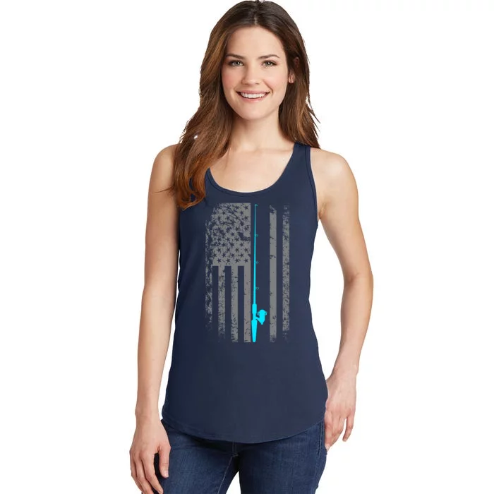 American Flag Fishing Pole Ladies Essential Tank