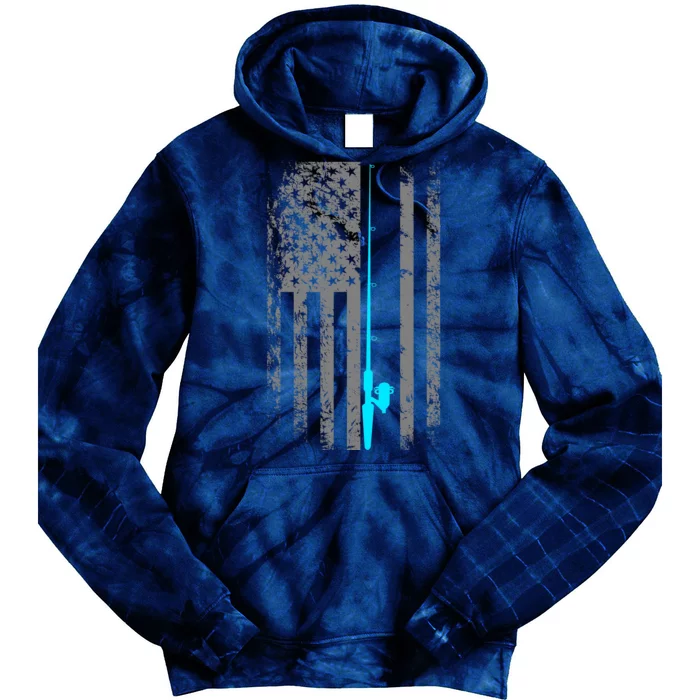 American Flag Fishing Pole Tie Dye Hoodie