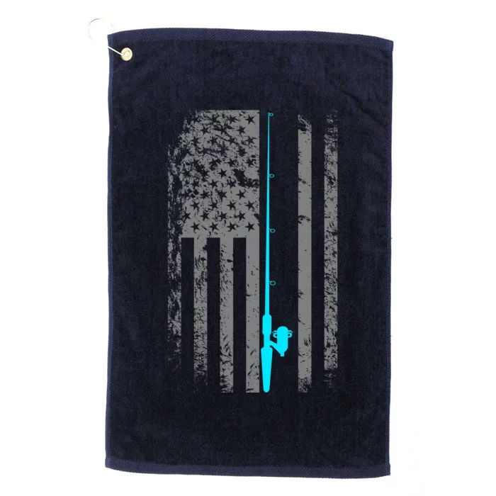 American Flag Fishing Pole Platinum Collection Golf Towel