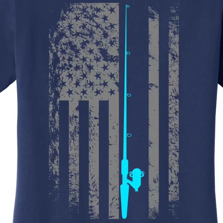 American Flag Fishing Pole Women's T-Shirt