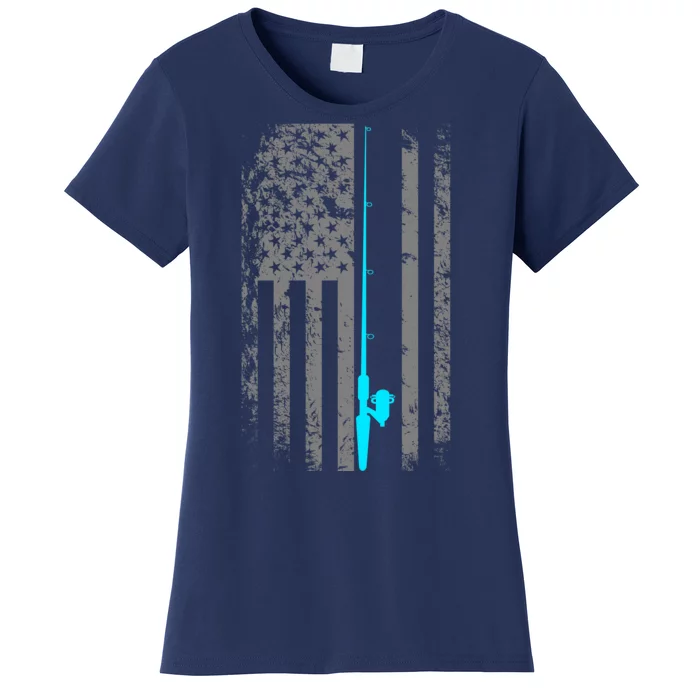 American Flag Fishing Pole Women's T-Shirt