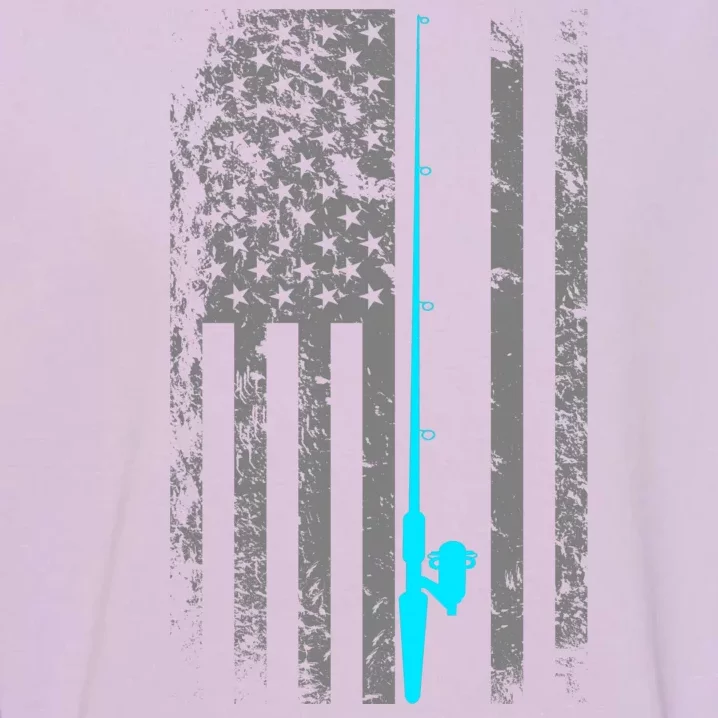 American Flag Fishing Pole Garment-Dyed Sweatshirt