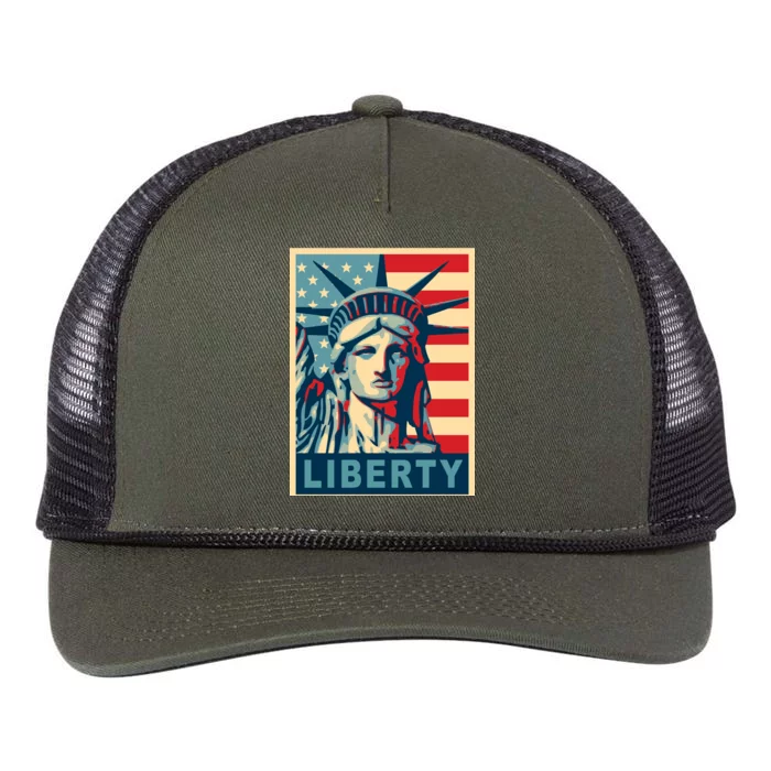 American Flag Statue Of Liberty Retro Rope Trucker Hat Cap