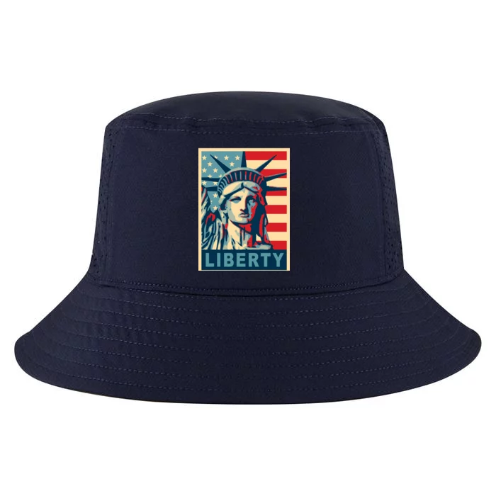 American Flag Statue Of Liberty Cool Comfort Performance Bucket Hat