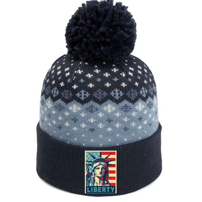 American Flag Statue Of Liberty The Baniff Cuffed Pom Beanie