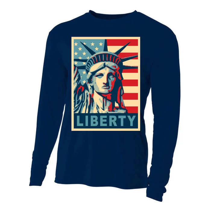 American Flag Statue Of Liberty Cooling Performance Long Sleeve Crew