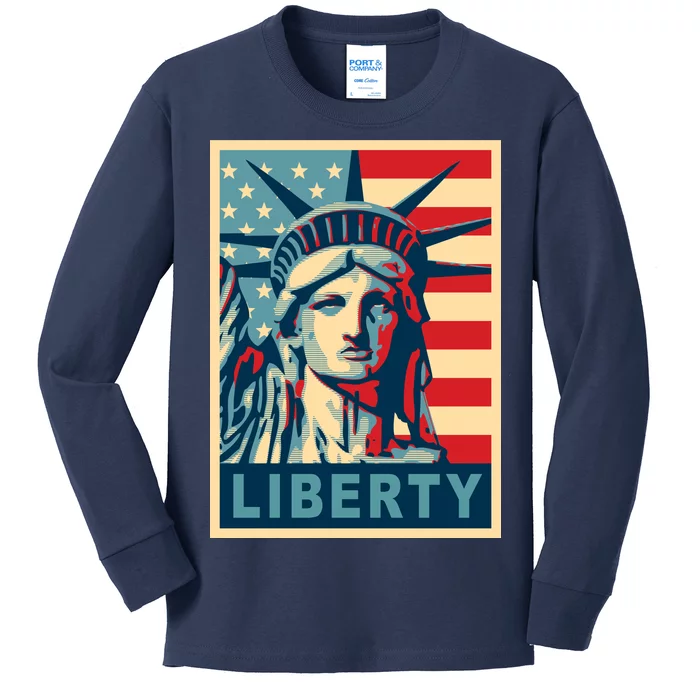 American Flag Statue Of Liberty Kids Long Sleeve Shirt