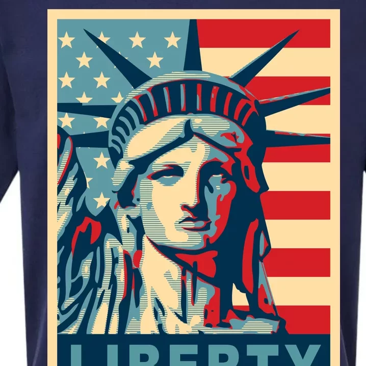 American Flag Statue Of Liberty Sueded Cloud Jersey T-Shirt