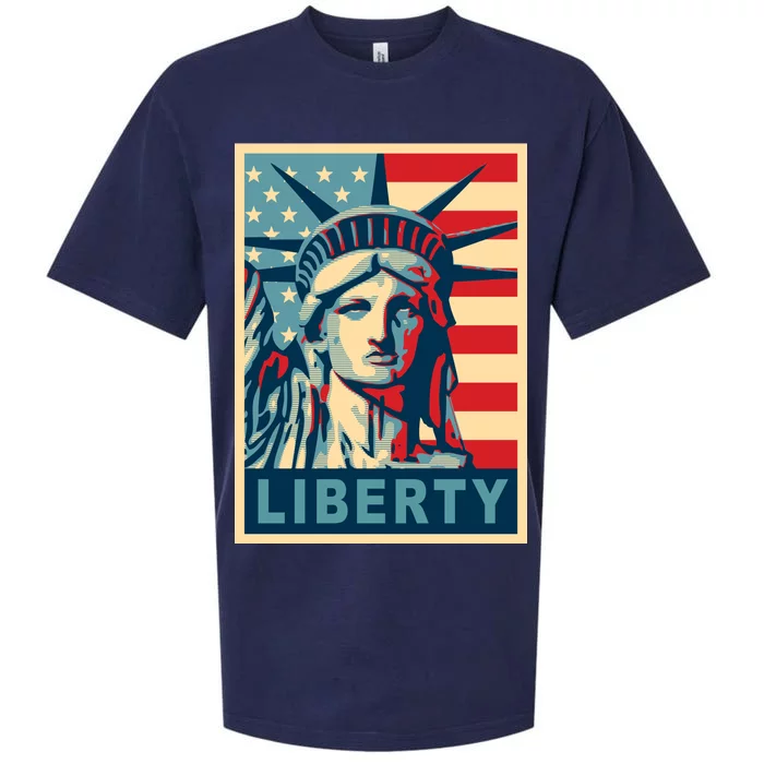 American Flag Statue Of Liberty Sueded Cloud Jersey T-Shirt