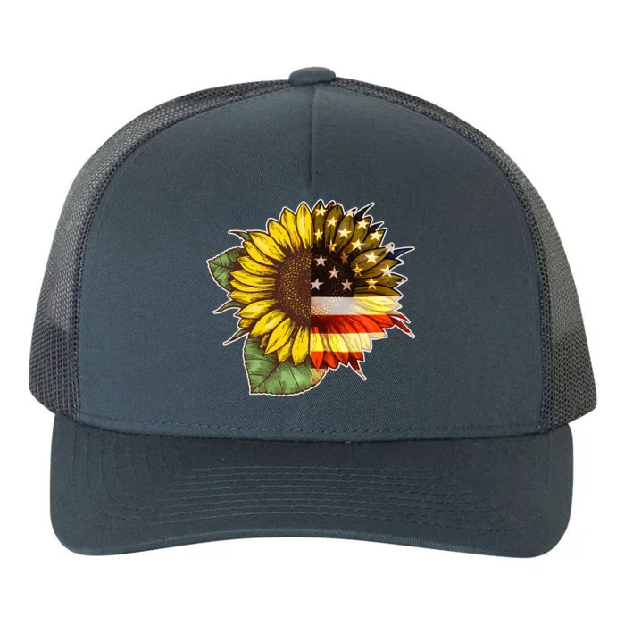 American Flag Sunflower Yupoong Adult 5-Panel Trucker Hat