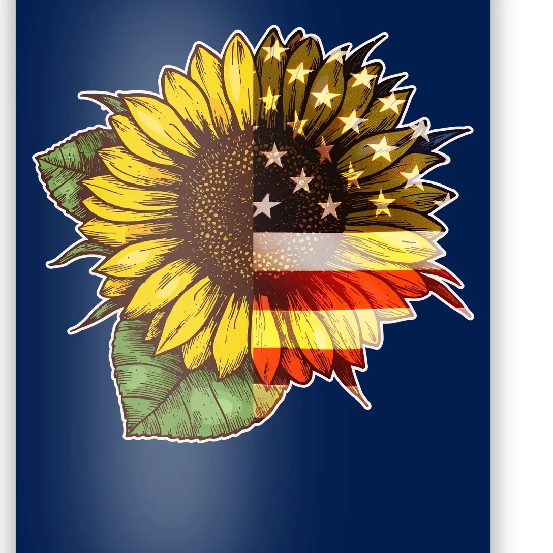 American Flag Sunflower Poster