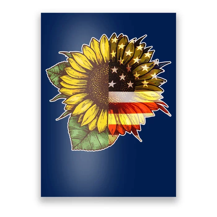 American Flag Sunflower Poster