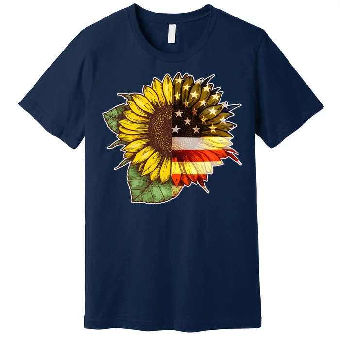 American Flag Sunflower Premium T-Shirt | TeeShirtPalace