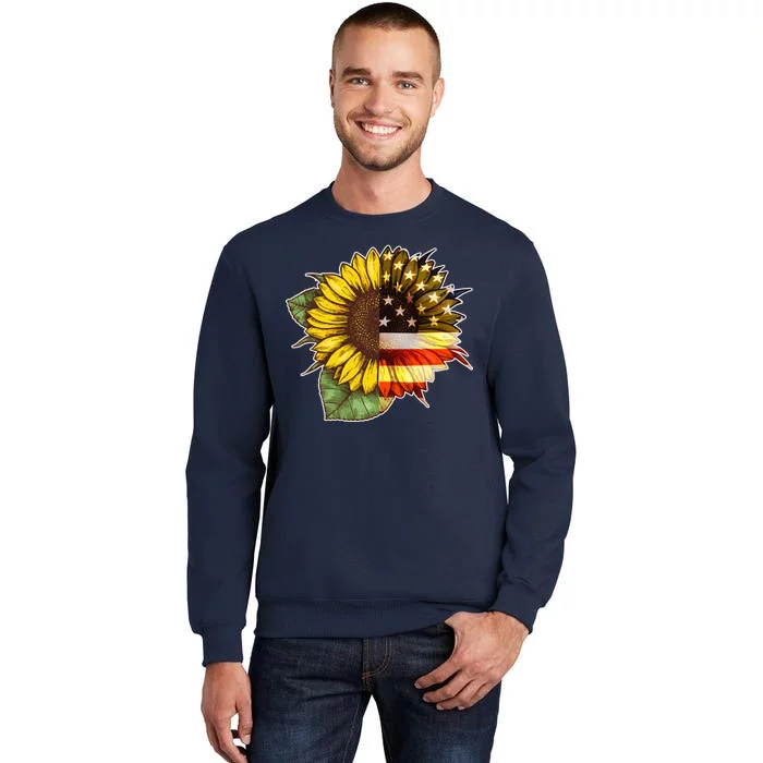 American Flag Sunflower Tall Sweatshirt