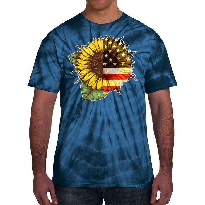 American Flag Sunflower Tie-Dye T-Shirt