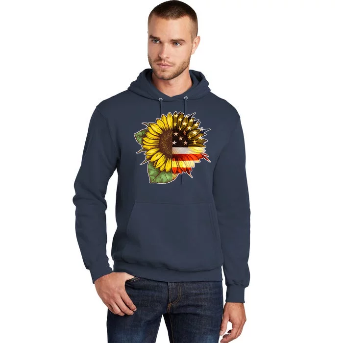 American Flag Sunflower Tall Hoodie