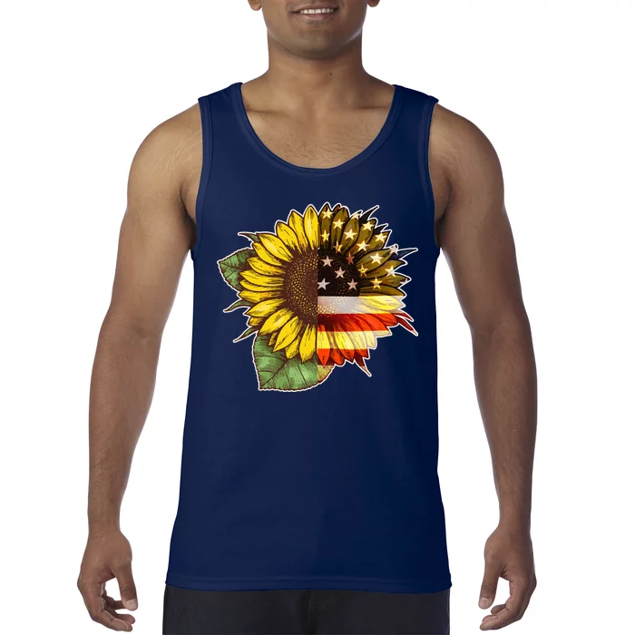 American Flag Sunflower Tank Top