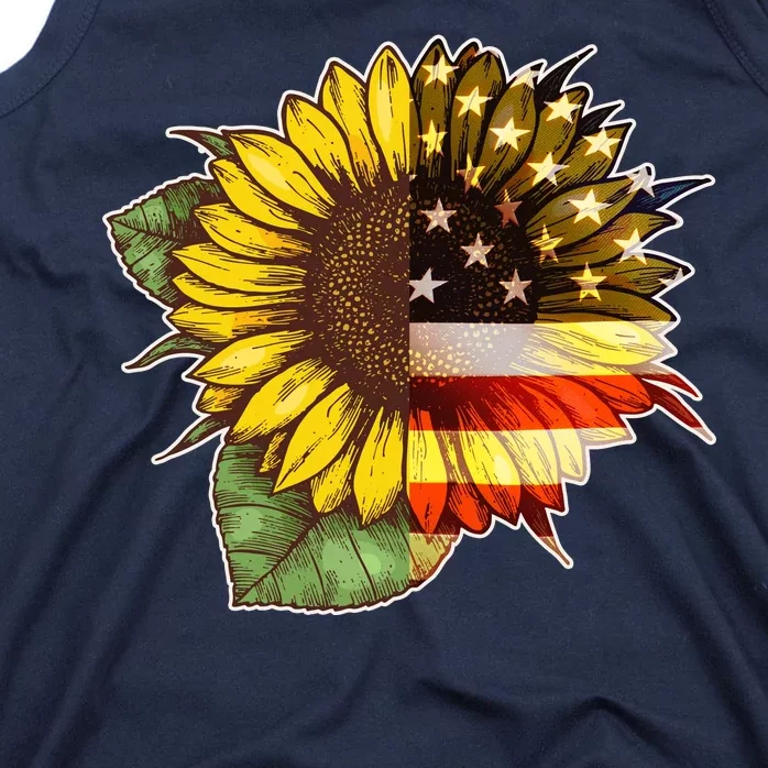 American Flag Sunflower Tank Top