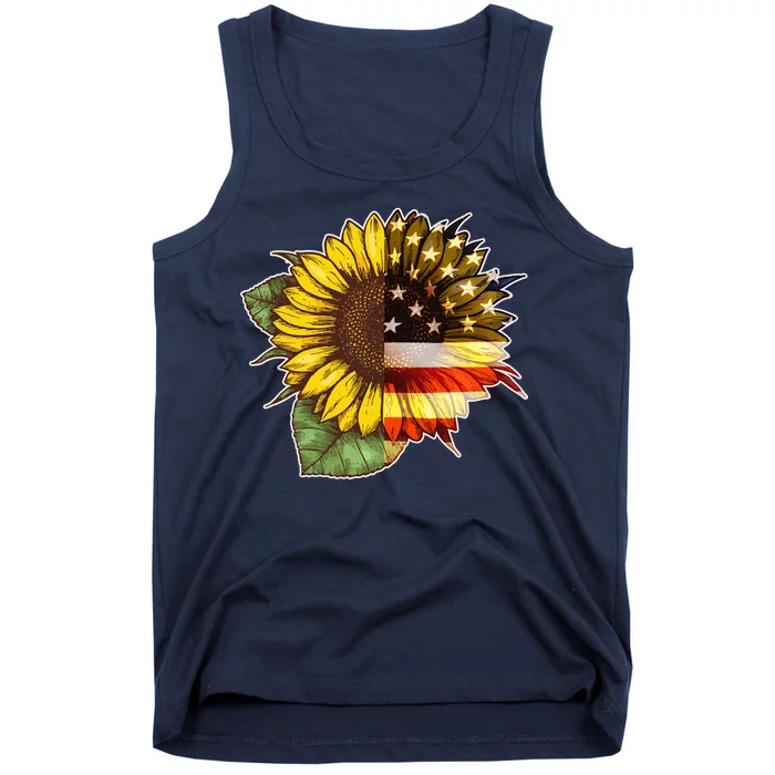 American Flag Sunflower Tank Top