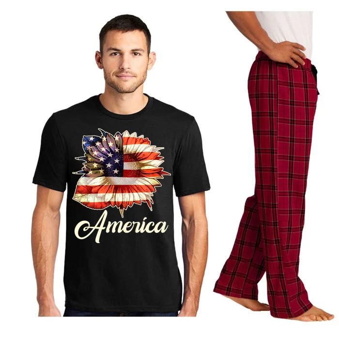 American Flag Sunflower USA Pajama Set