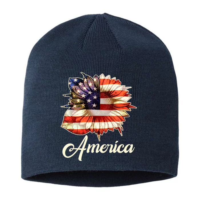 American Flag Sunflower USA 8 1/2in Sustainable Knit Beanie