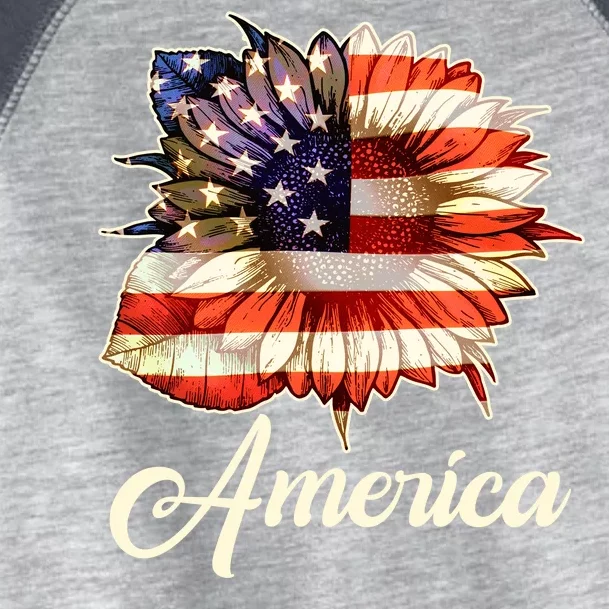 American Flag Sunflower USA Toddler Fine Jersey T-Shirt