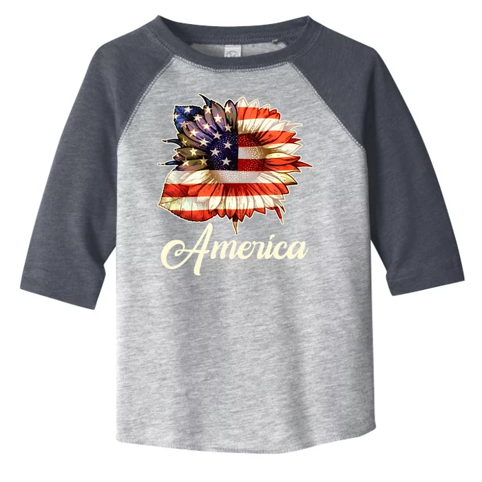 American Flag Sunflower USA Toddler Fine Jersey T-Shirt