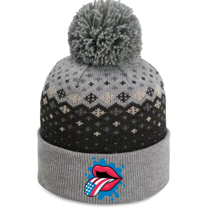 American Flag Tongue The Baniff Cuffed Pom Beanie