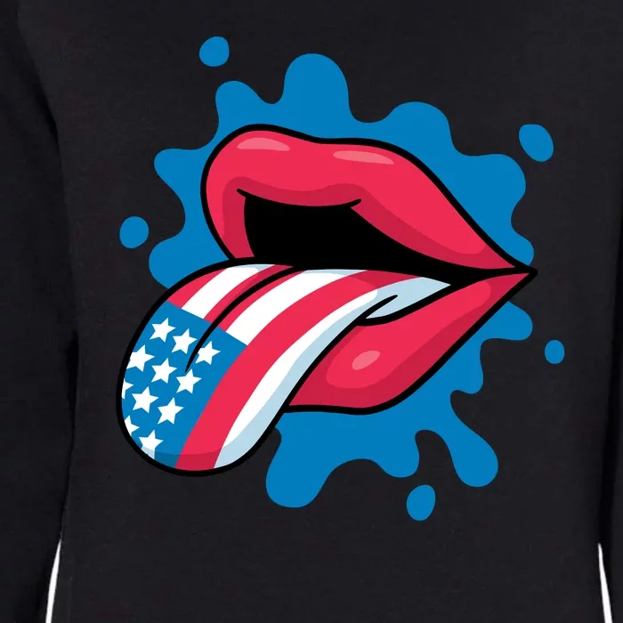 American Flag Tongue Womens California Wash Sweatshirt