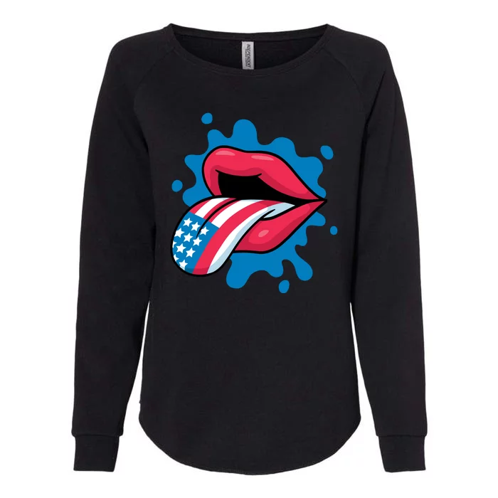 American Flag Tongue Womens California Wash Sweatshirt