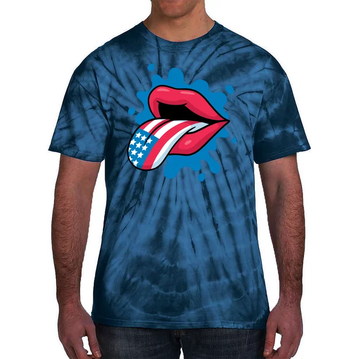 American Flag Tongue Tie-Dye T-Shirt