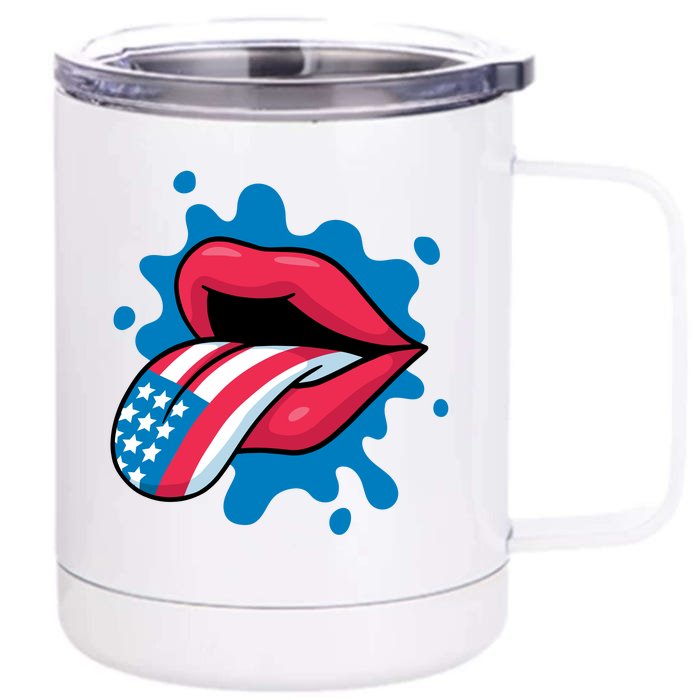 American Flag Tongue Front & Back 12oz Stainless Steel Tumbler Cup