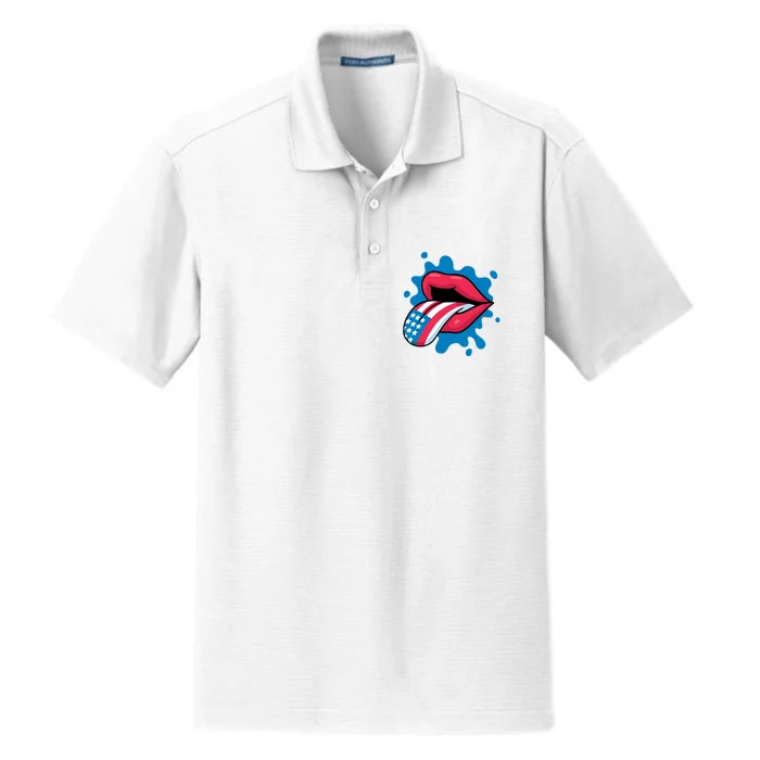 American Flag Tongue Dry Zone Grid Performance Polo