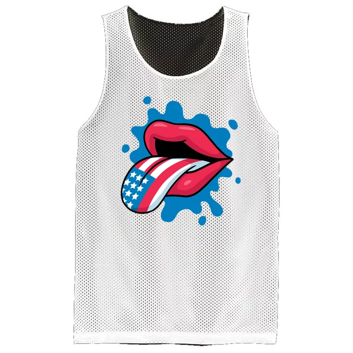 American Flag Tongue Mesh Reversible Basketball Jersey Tank