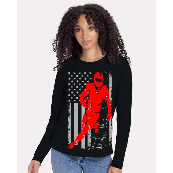 American Football Vintage Flag USA Womens Cotton Relaxed Long Sleeve T-Shirt