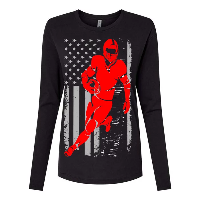 American Football Vintage Flag USA Womens Cotton Relaxed Long Sleeve T-Shirt