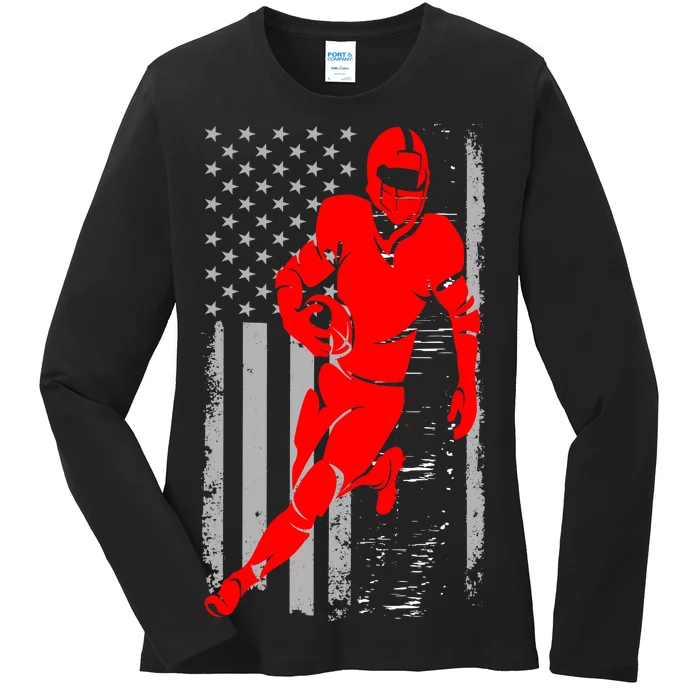 American Football Vintage Flag USA Ladies Long Sleeve Shirt