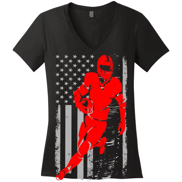 American Football Vintage Flag USA Women's V-Neck T-Shirt