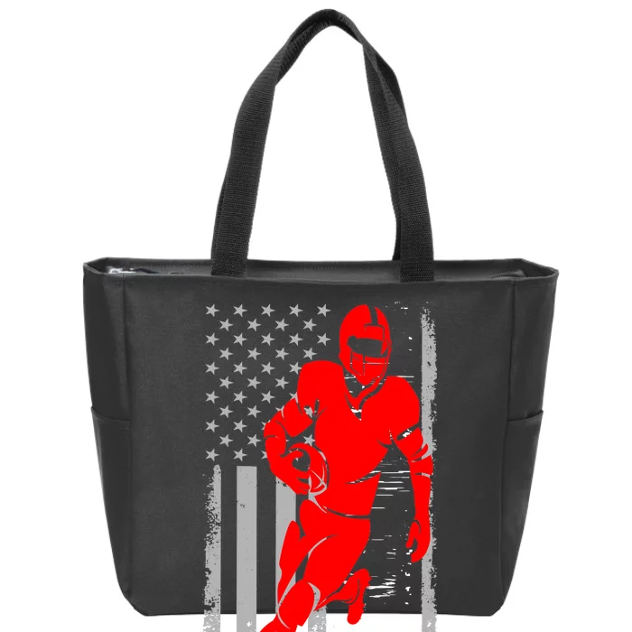 American Football Vintage Flag USA Zip Tote Bag