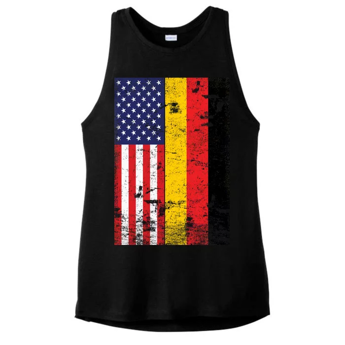 American German Flag Ladies Tri-Blend Wicking Tank